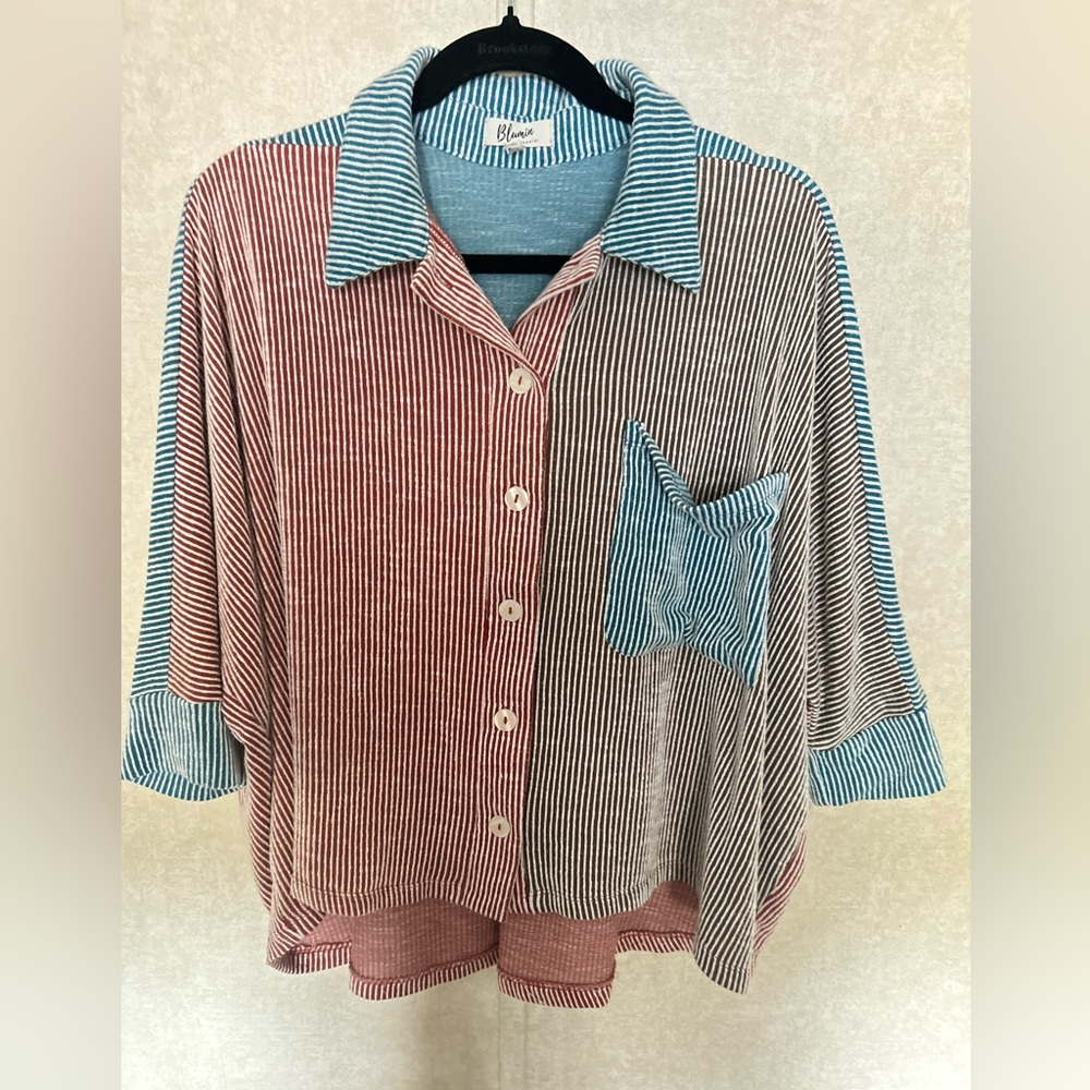 Striped Button-Up Shirt with Pocket